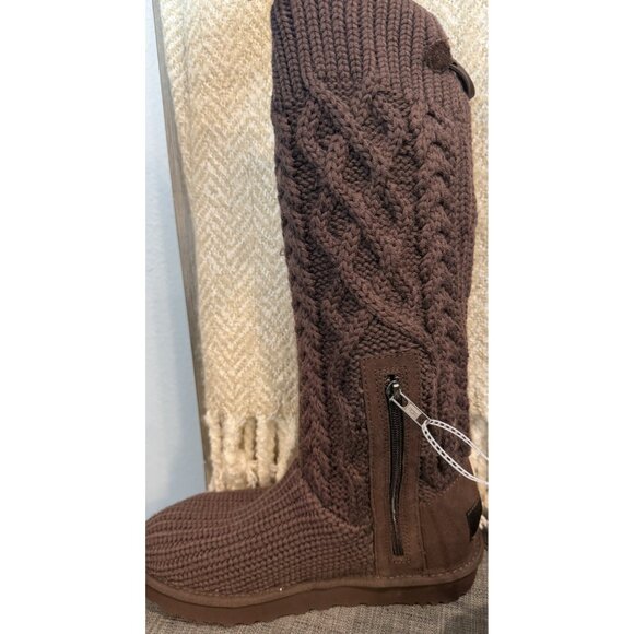UGG Australia Women's Size 8 Classic Cardi Cable Knit Boots Dark Brown - Picture 3 of 14